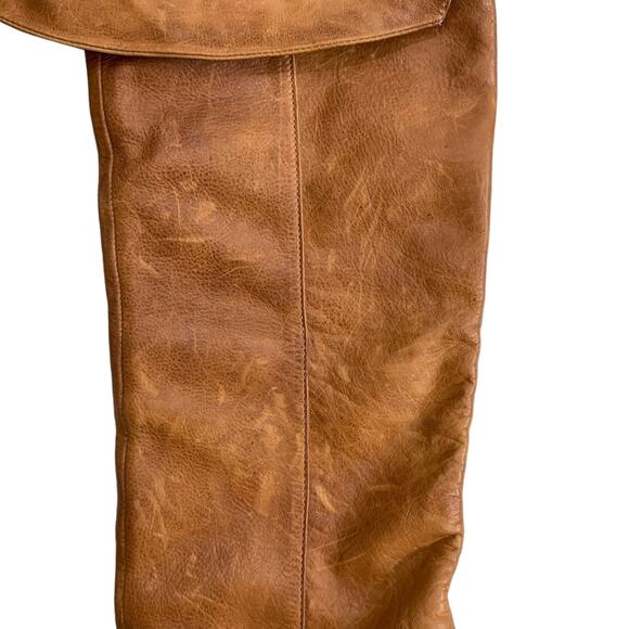 Brazilian over the knee chunky heel leather tan boots women’s 7 1/2 M - Picture 4 of 11